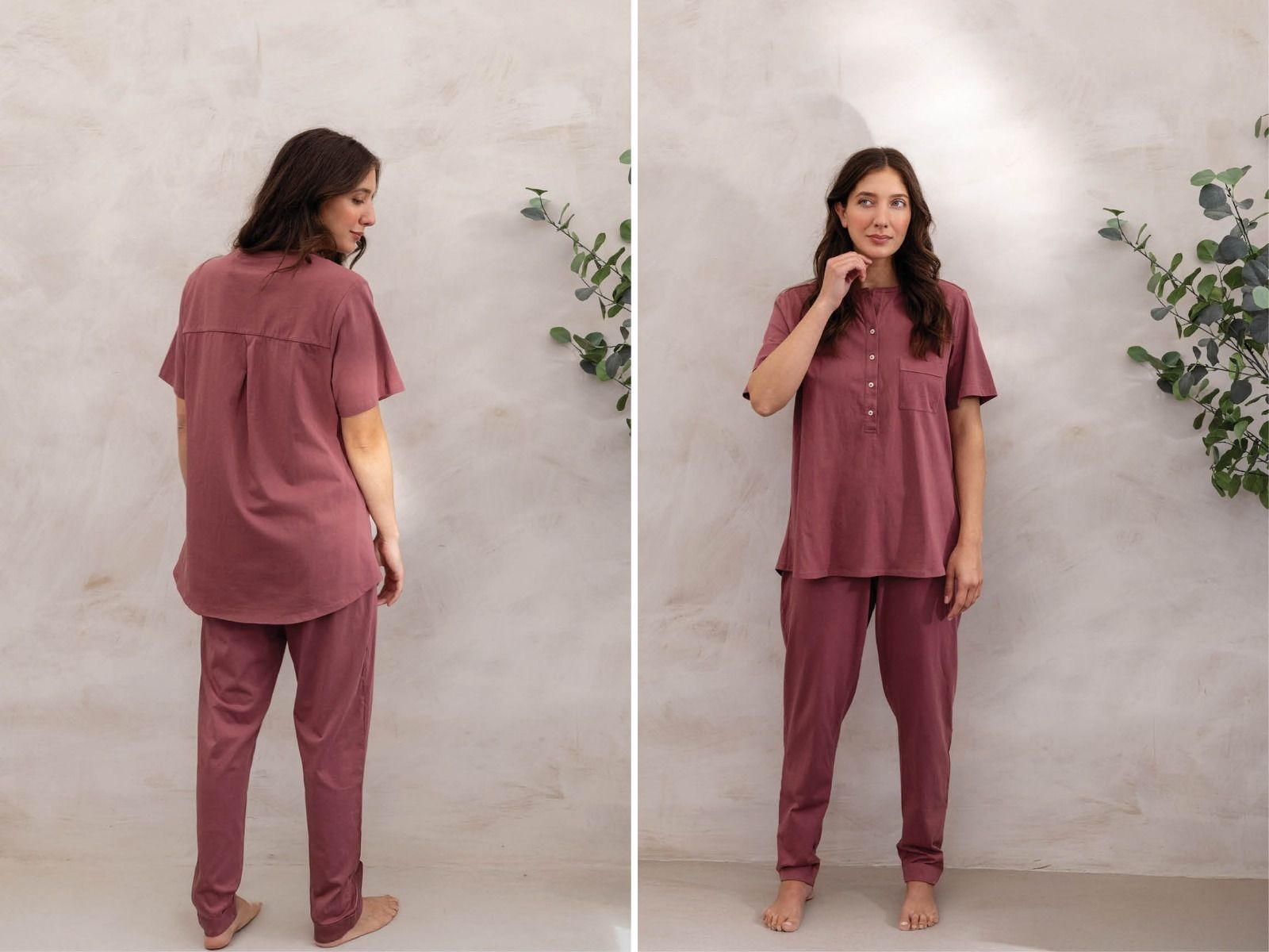 Pyjamabroek dames jersey evening rose