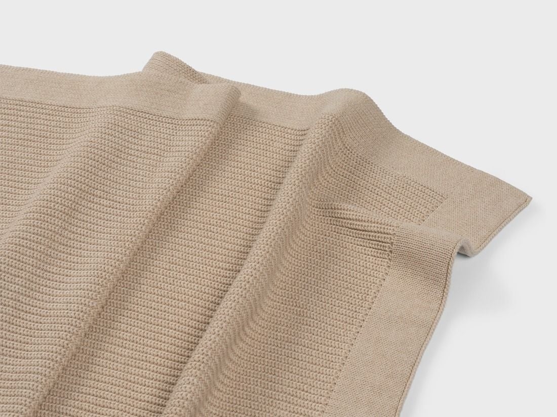 Deken katoen rib oat melange 150x210