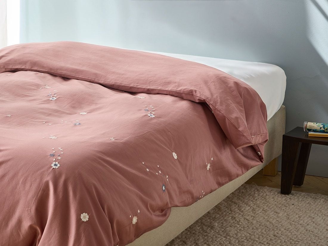 Kinderdekbedovertrek katoen satijn blush rose starry flower