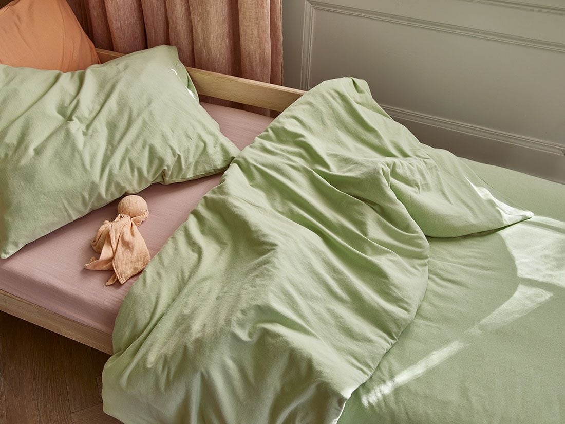 Kinderdekbedovertrek jersey pistachio green 100x135