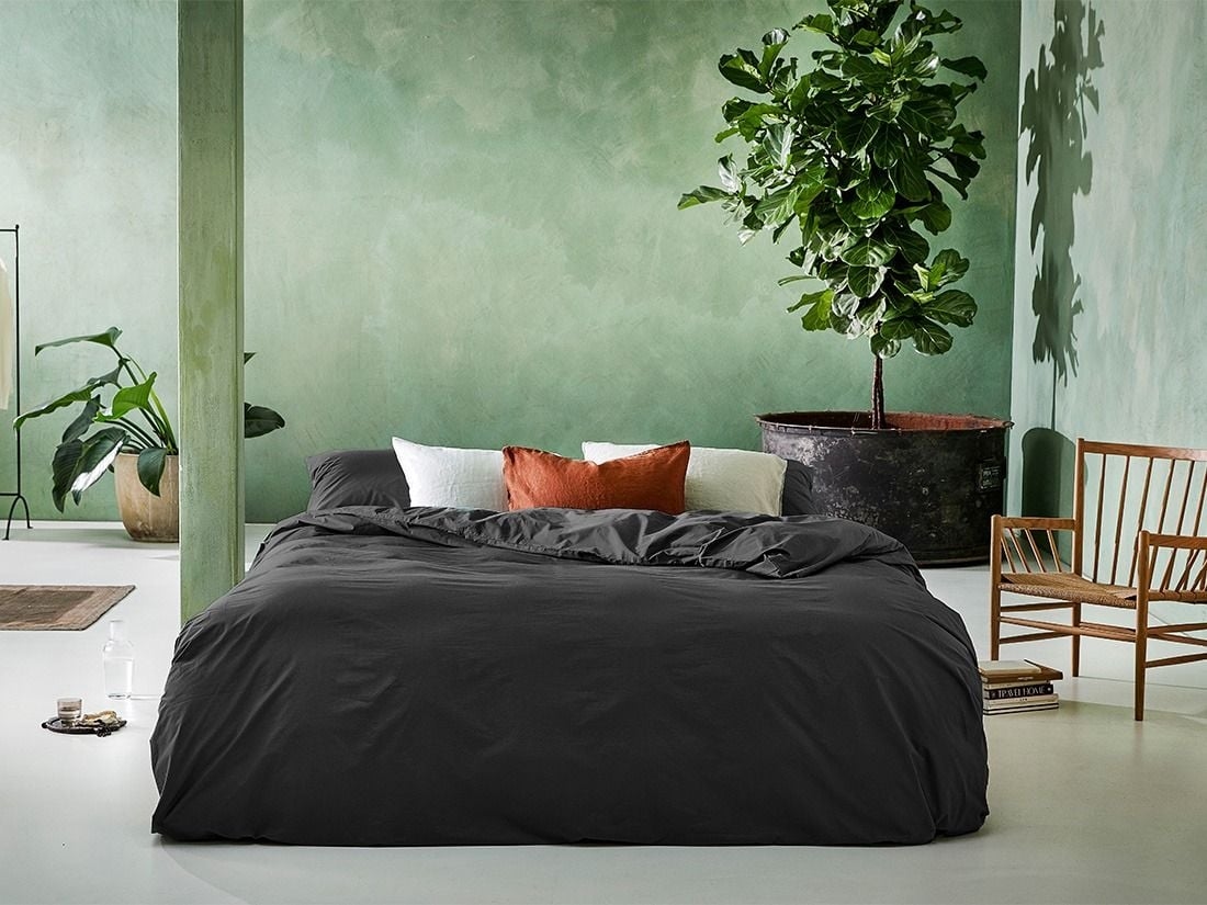 Dekbedovertrek percal katoen dark grey