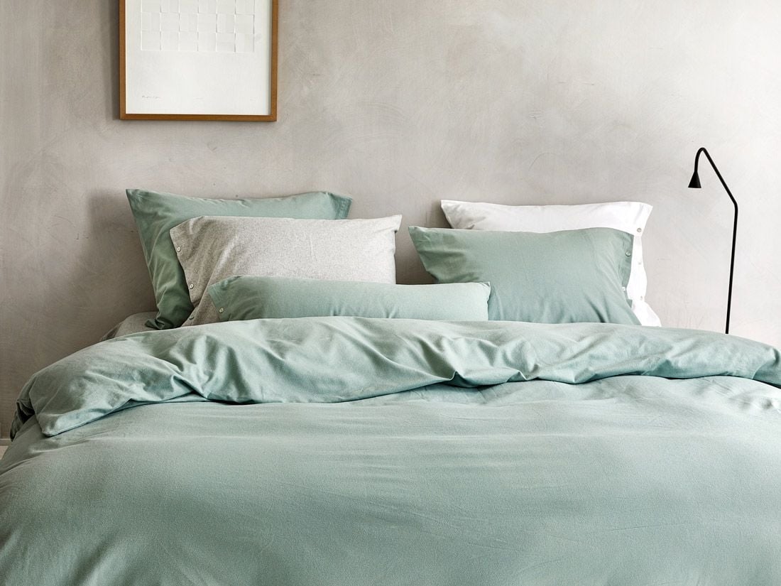 Dekbedovertrek flanel pale green 240x220 + 2/60x70