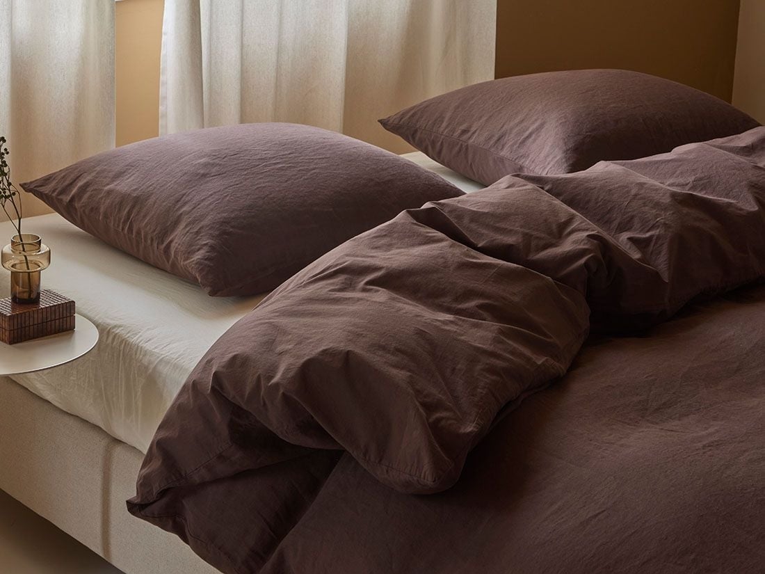 Dekbedovertrek hennep/katoen roasted brown