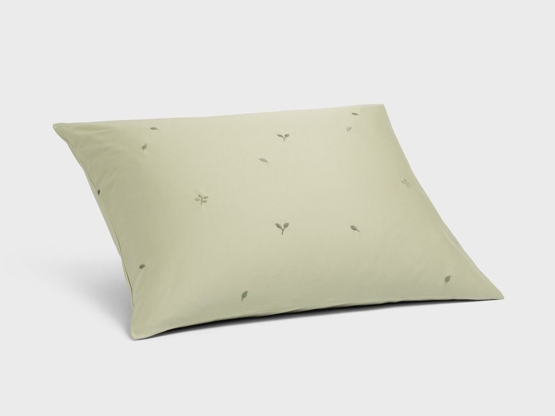Kussensloop katoen satijn light olive botanical