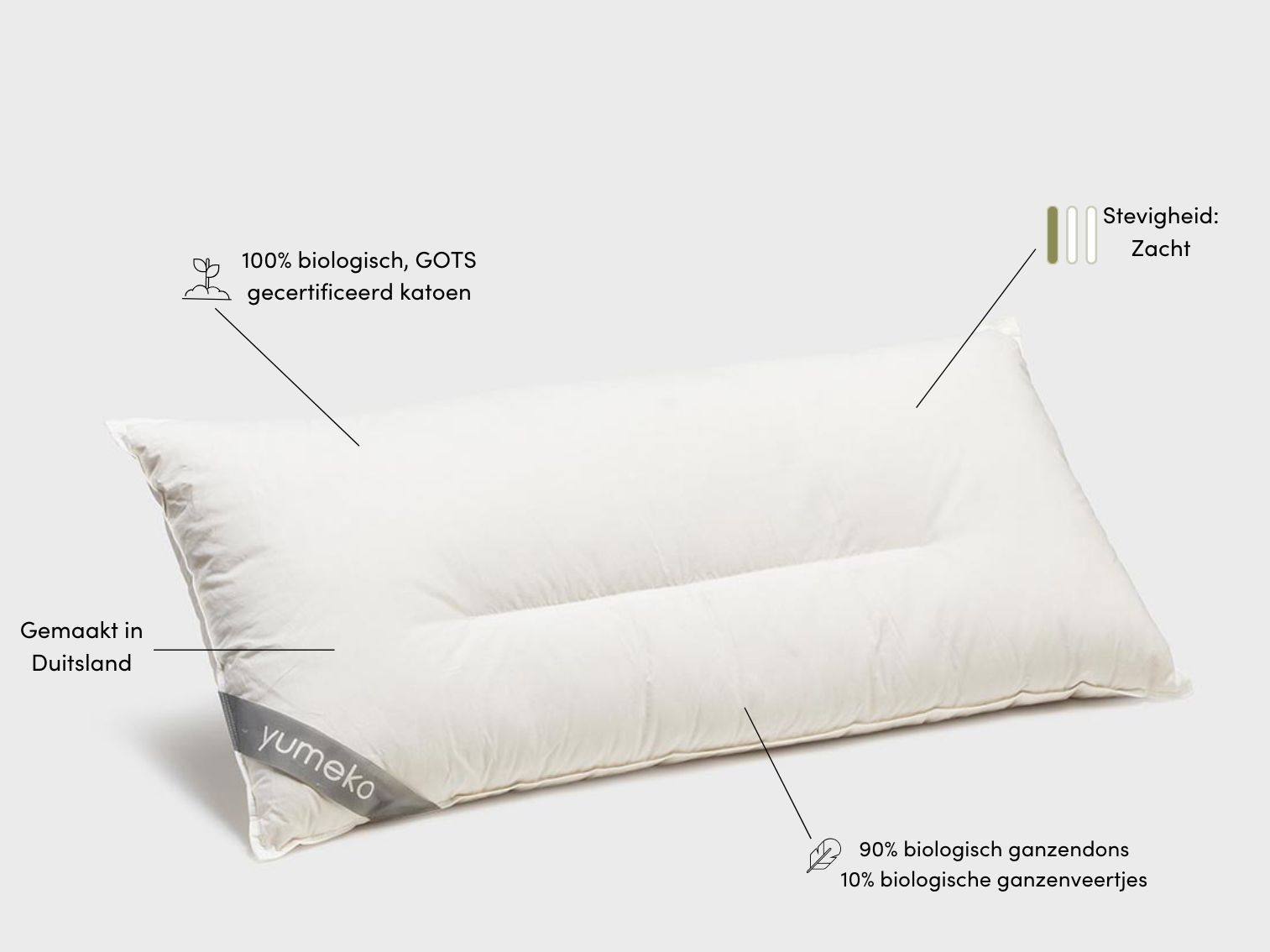 Kussen ganzendons 40x80 zacht