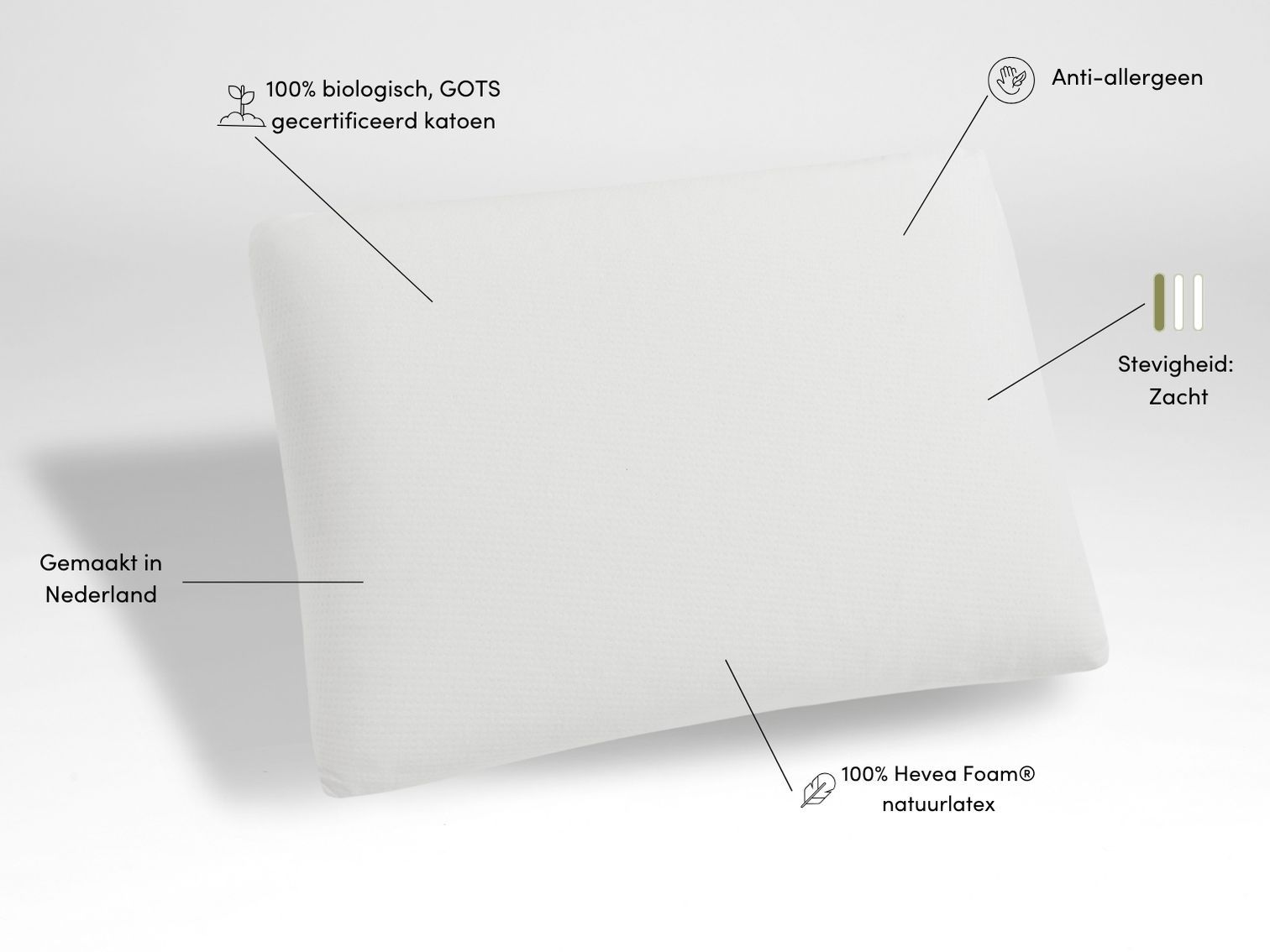 Kussen natuurlatex cloud 40x60x12 zacht