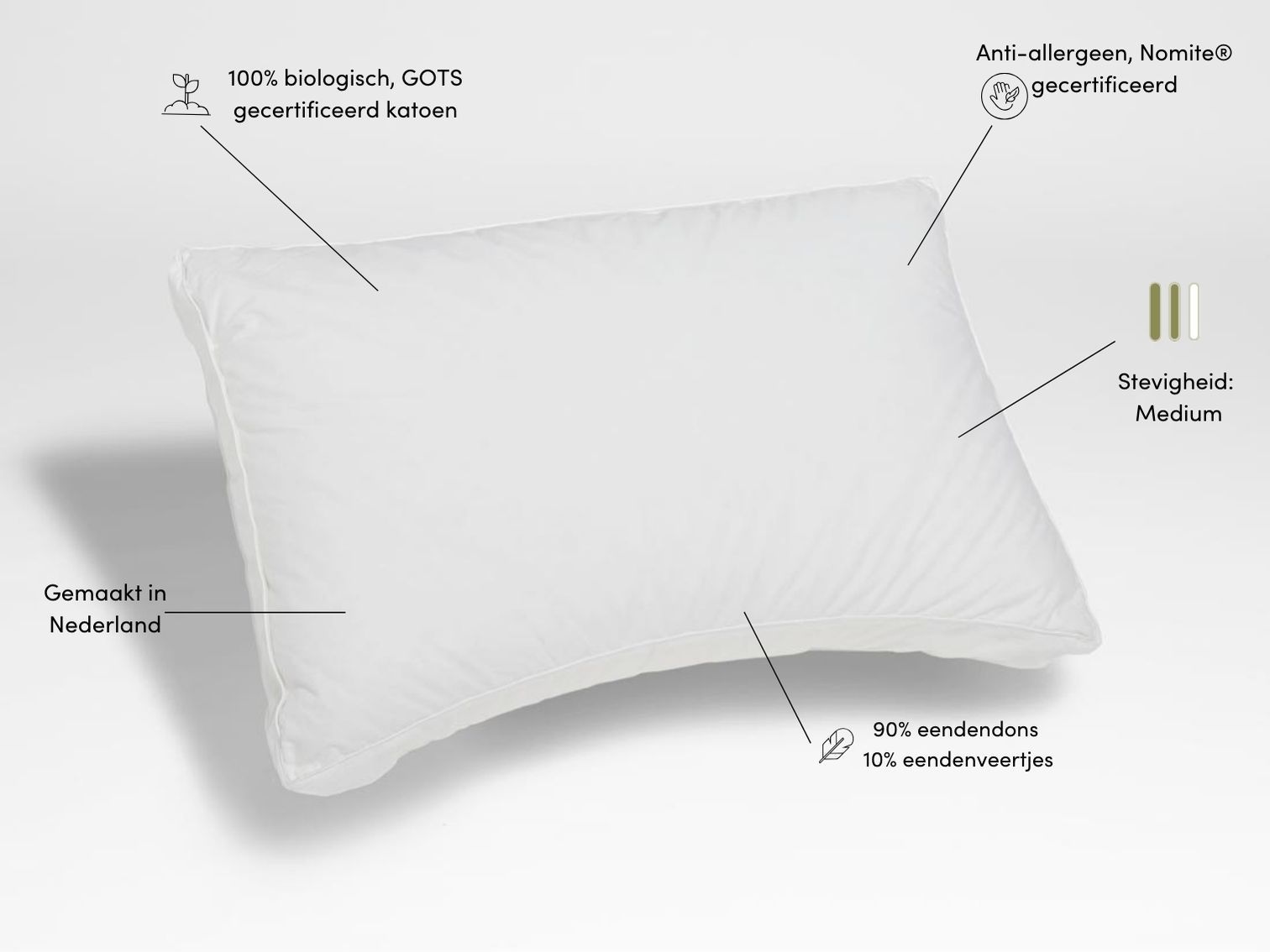 Kussen dons natuurlatex 50x70 medium