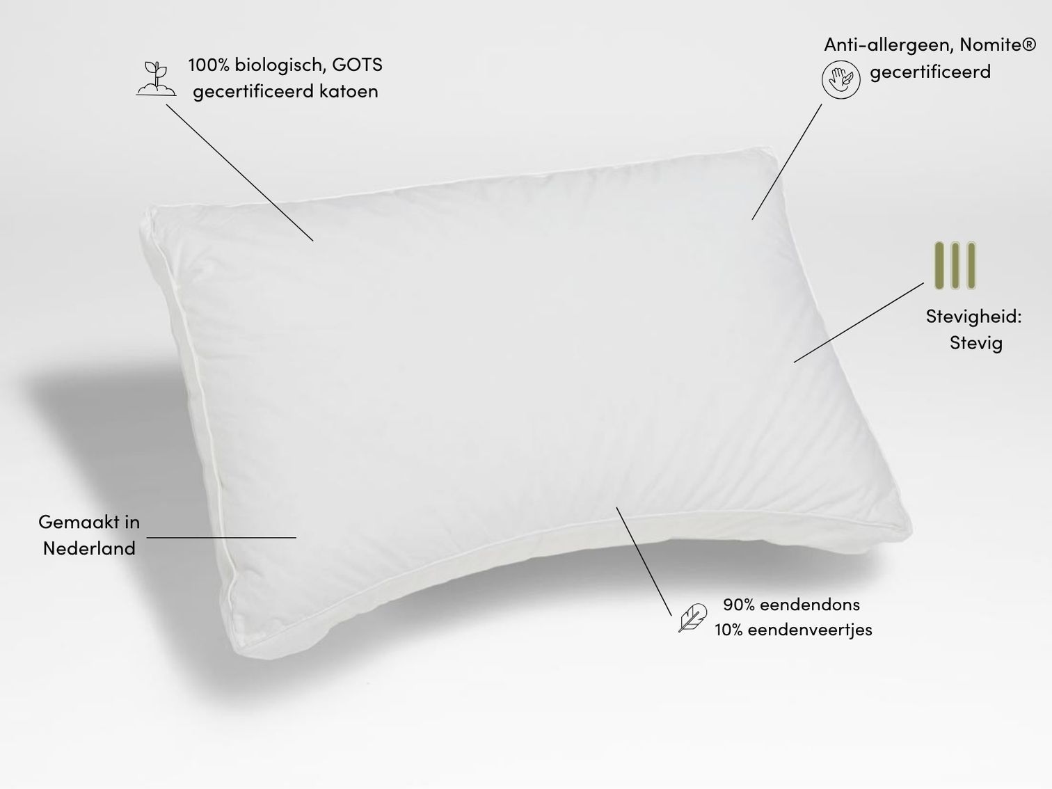 Kussen dons natuurlatex 50x70 stevig