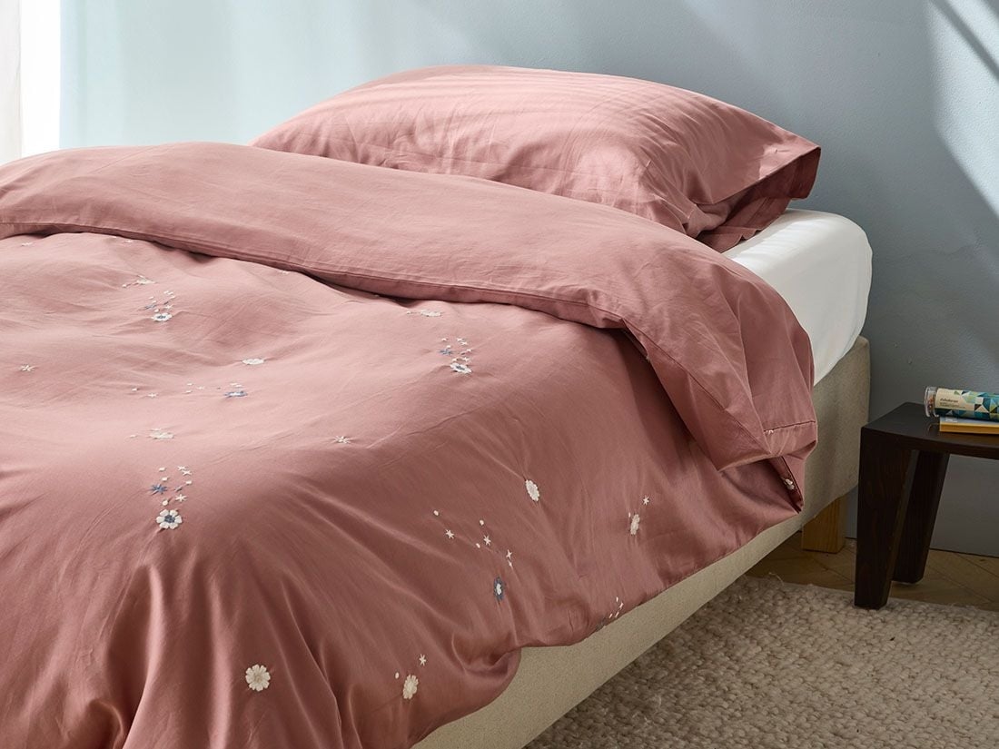 Dekbedovertrek katoen satijn blush rose starry flow