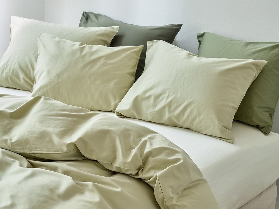 Kussensloop katoen satijn light olive