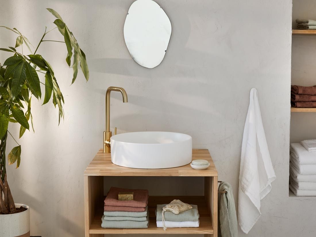 Handdoek gewassen linnen wafel pure white 70x140 - 1 st