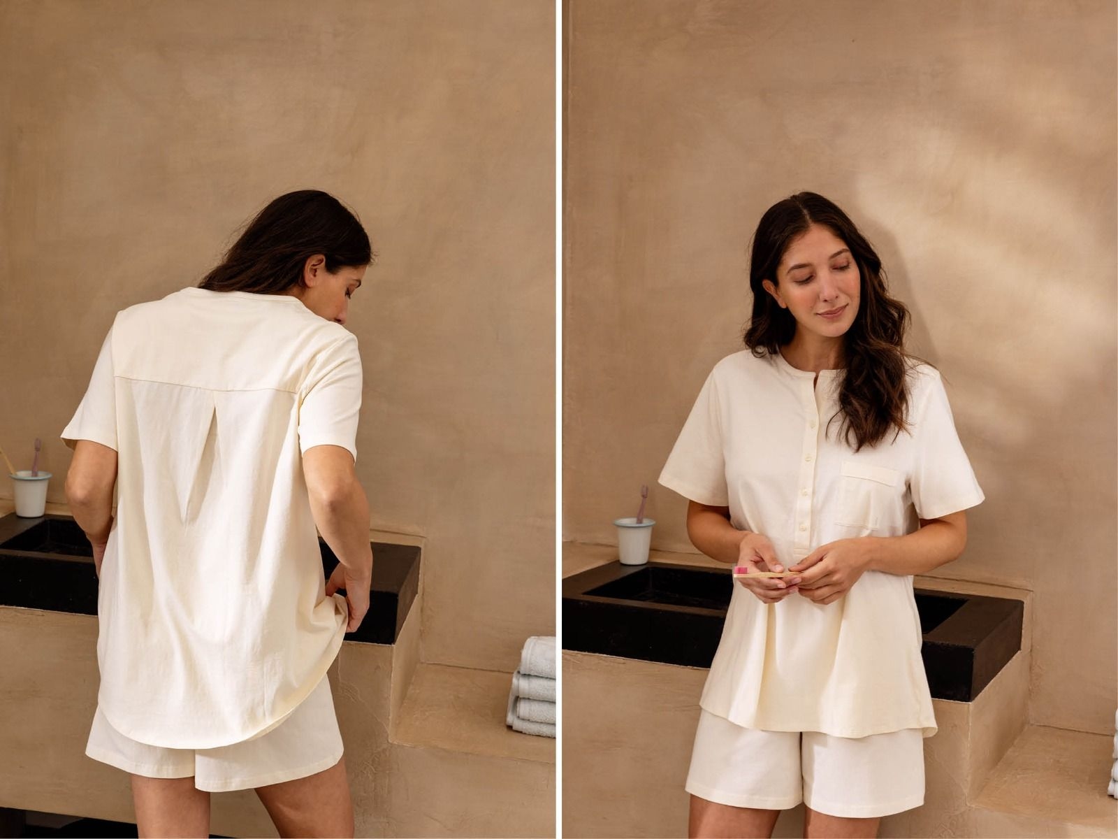 Pyjama t-shirt dames jersey sunrise white