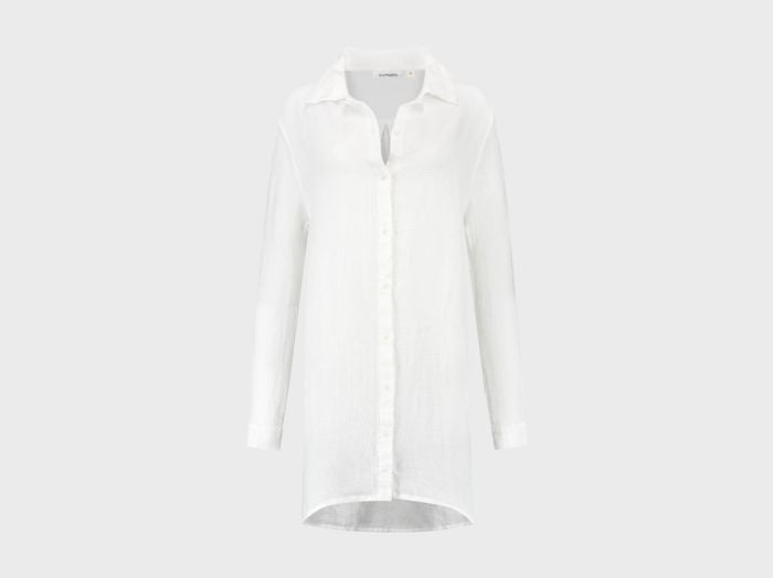 Blousejurk gewassen linnen wafel pure white