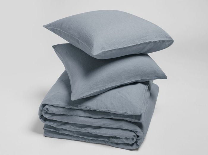 Dekbedovertrek gewassen linnen dusk blue