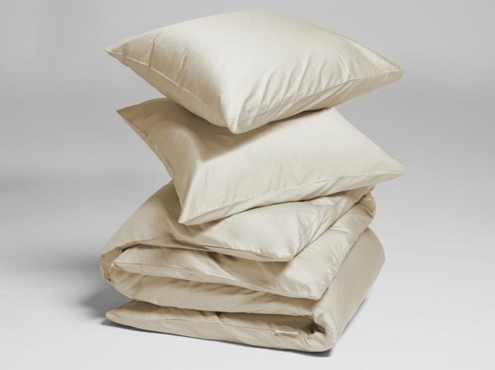 Dekbedovertrek katoen satijn sandy grey