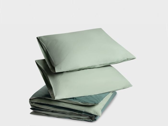 Dekbedovertrek percal katoen double face jade/forest green