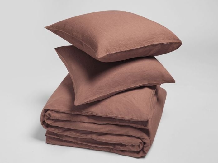Dekbedovertrek gewassen linnen clay rose