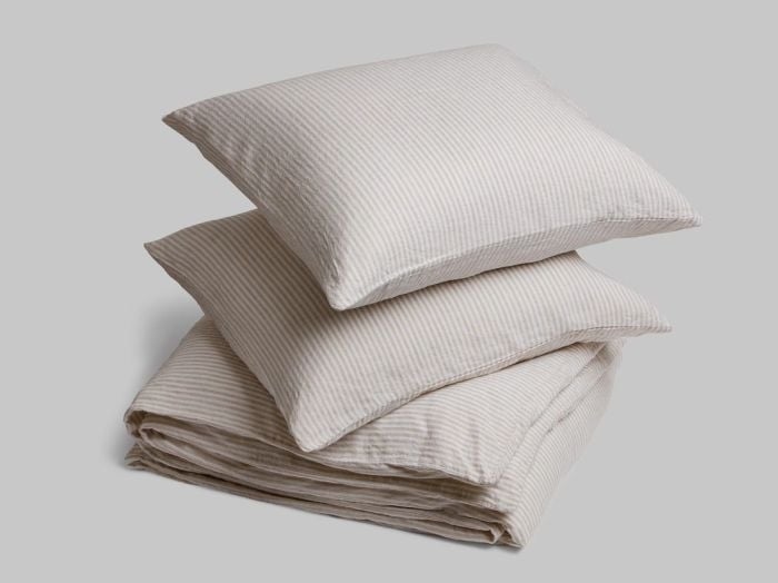 Dekbedovertrek gewassen linnen natural stripe