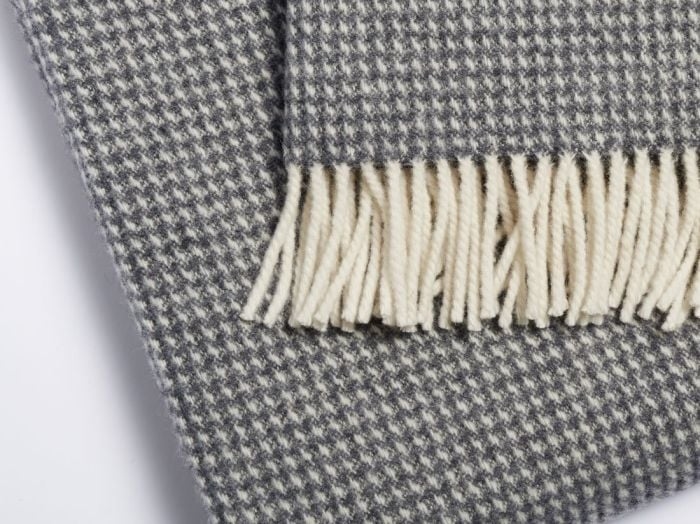 Merinowollen deken pied-de-poule charcoal 150x210