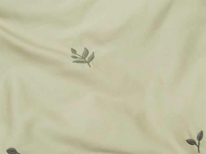 Kinderdekbedovertrek katoen satijn light olive botanical