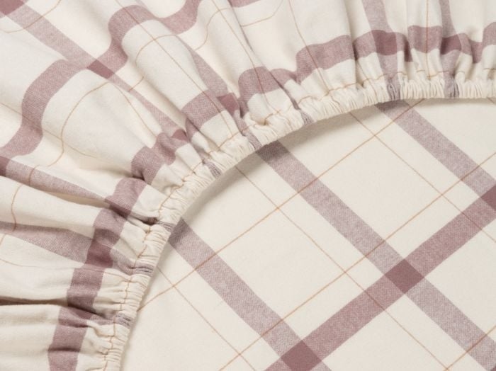 Hoeslaken flanel mauve check