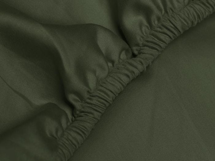 Hoeslaken katoen satijn dark olive