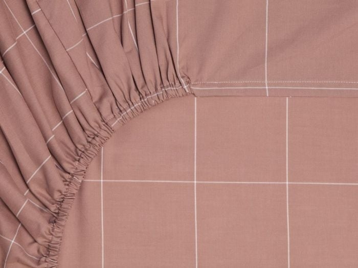 Hoeslaken katoen TENCEL™ rose check