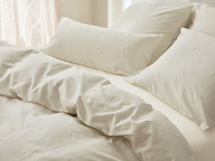 Dekbedovertrek katoen satijn warm white feather