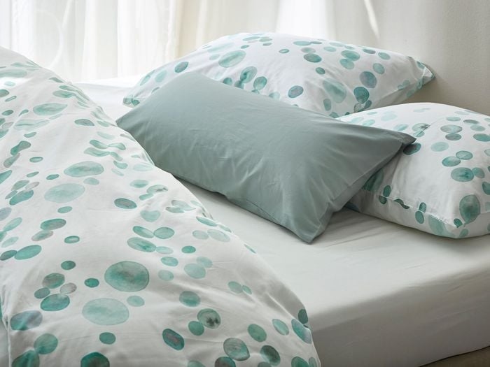 Dekbedovertrek katoen satijn watercolor dots sea green