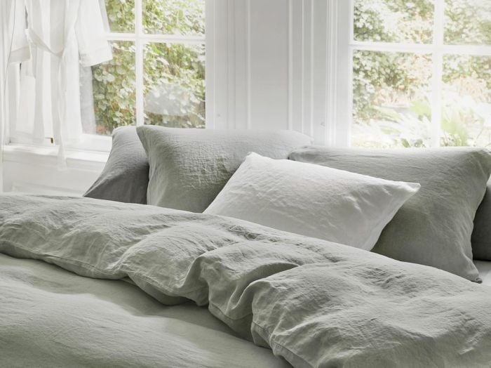 Kussensloop gewassen linnen misty green 50x60