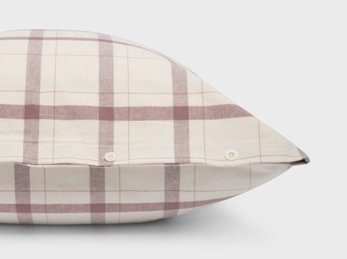 Kussensloop flanel mauve check