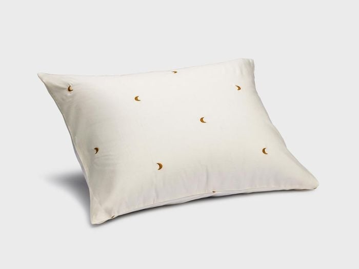 Kussensloop katoen satijn warm white/ochre moon 50x60