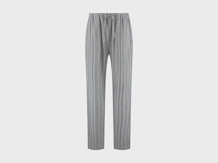 Pyjamabroek heren flanel light grey/blue stripe