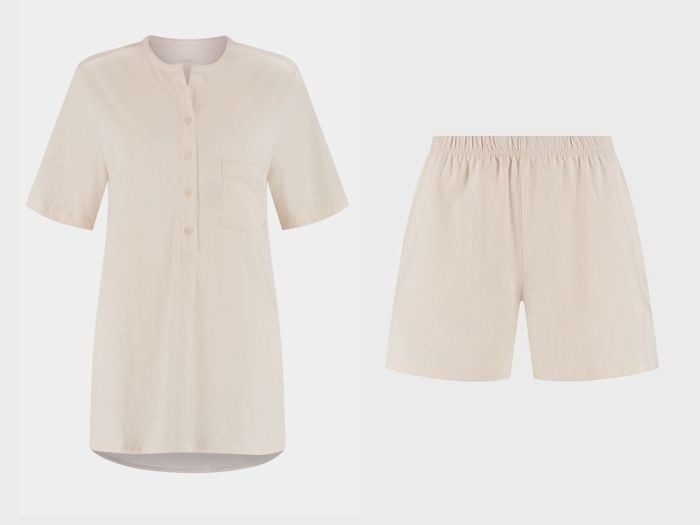 Pyjamaset dames kort jersey sunrise white