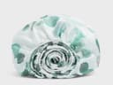 Kinderhoeslaken katoensatijn watercolor dots sea green