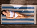 Strandlaken velours faded blue stripe 100x180 - 1 st