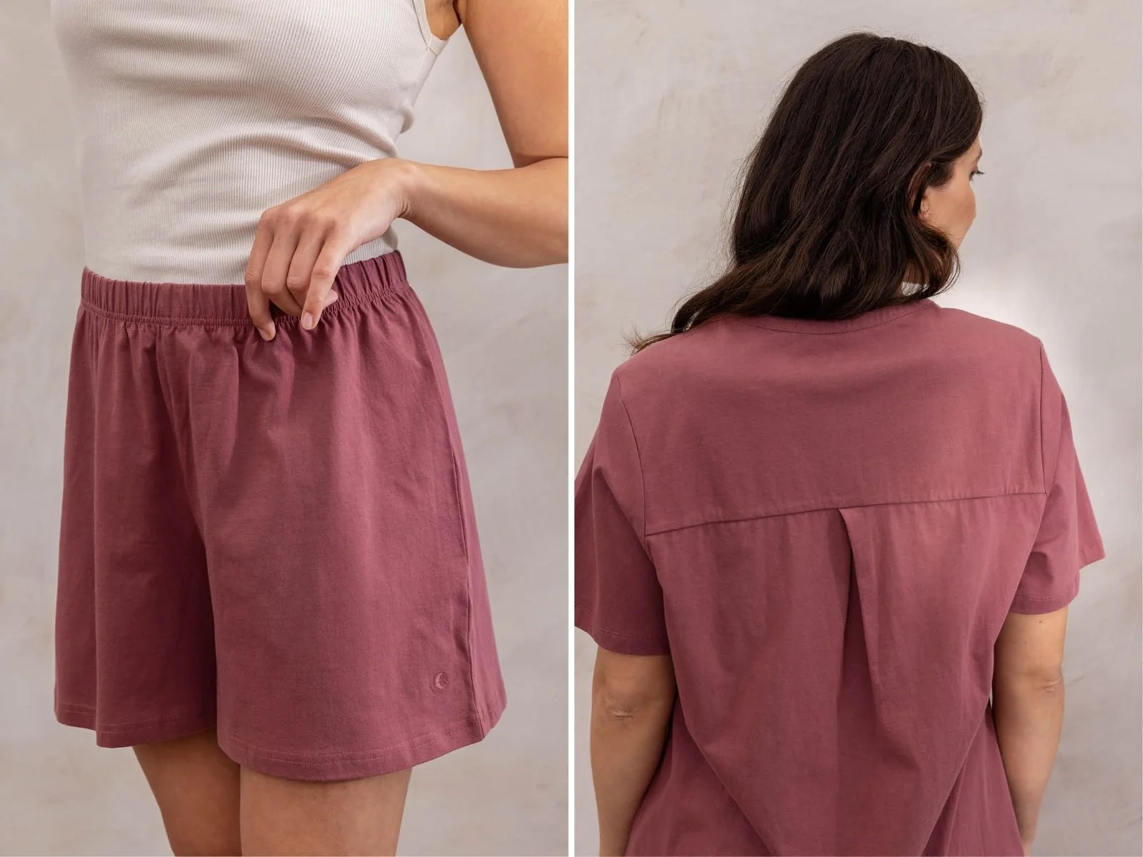 Pyjama shorts dames jersey evening rose