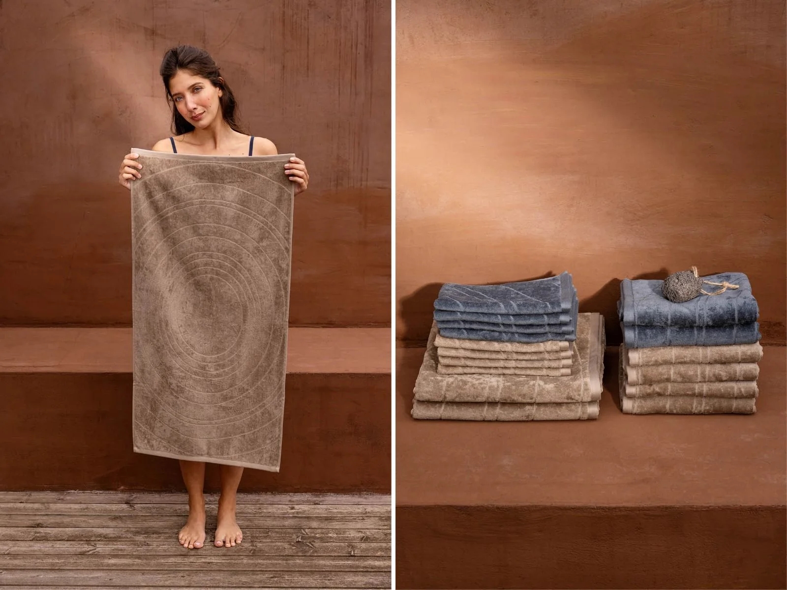 Handdoeken velours classic taupe 50x100