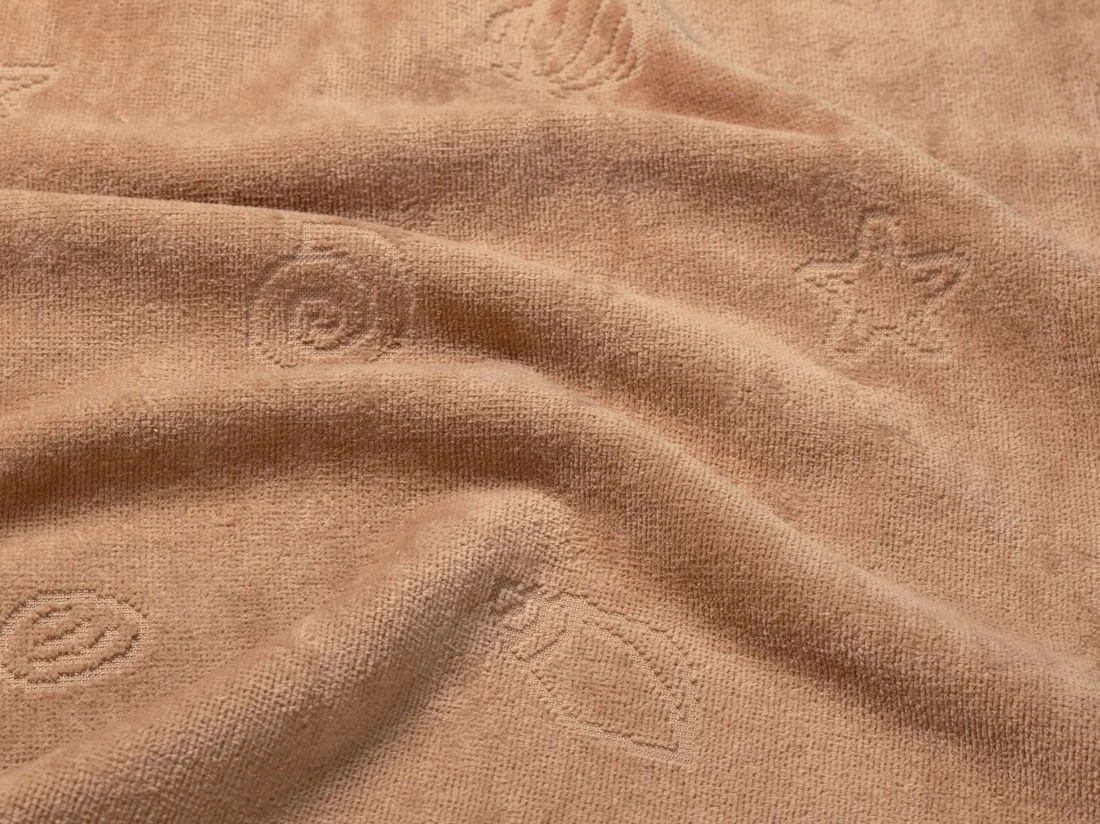 Badponcho velours seashell terracotta 60x60
