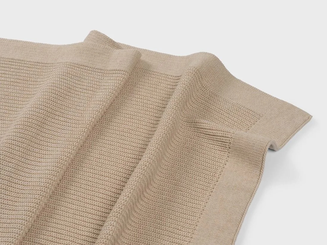 Deken katoen rib oat melange 150x210