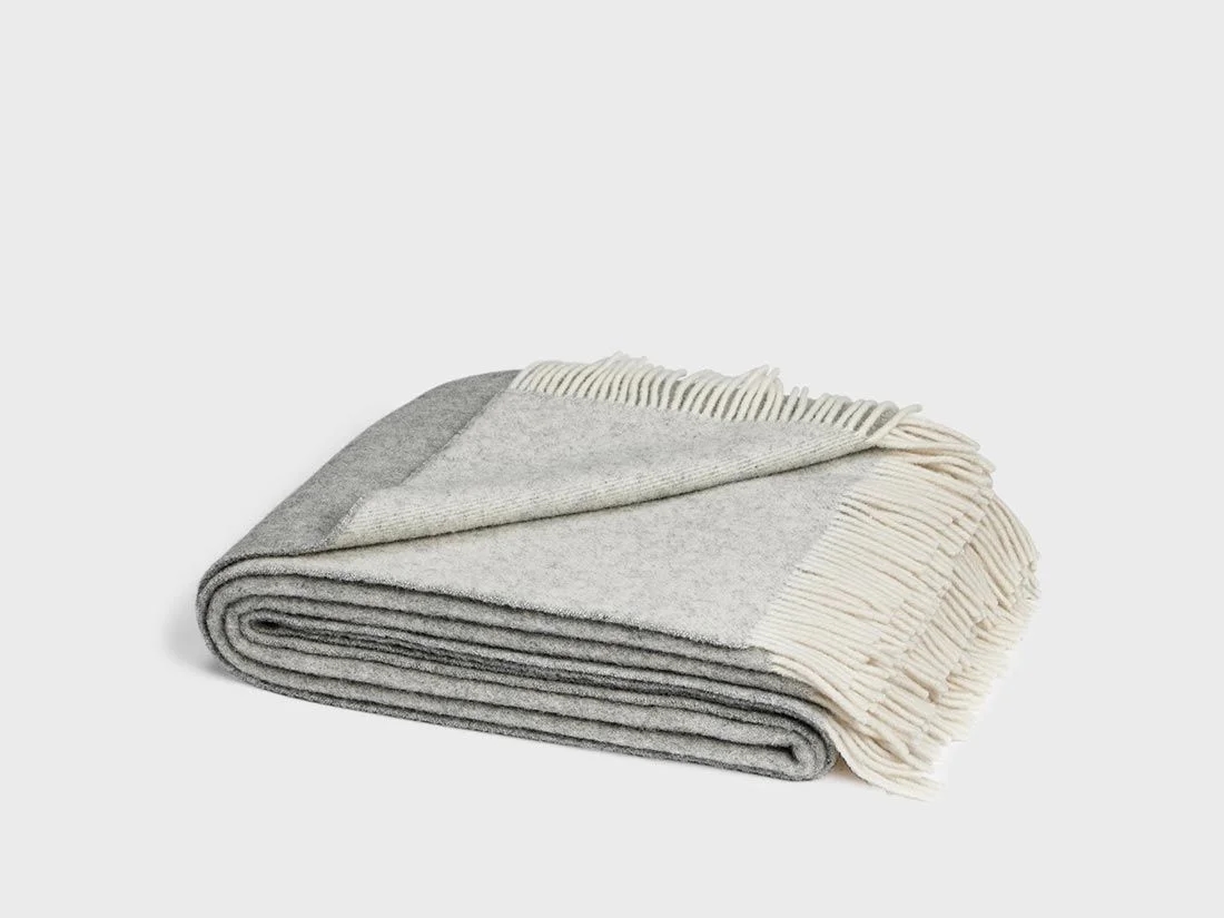 Merinowollen deken grey melange 150x210