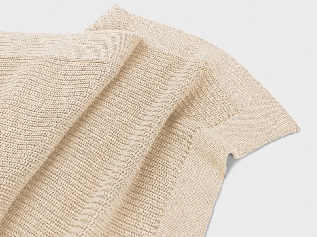 Deken katoen rib warm white 150x210