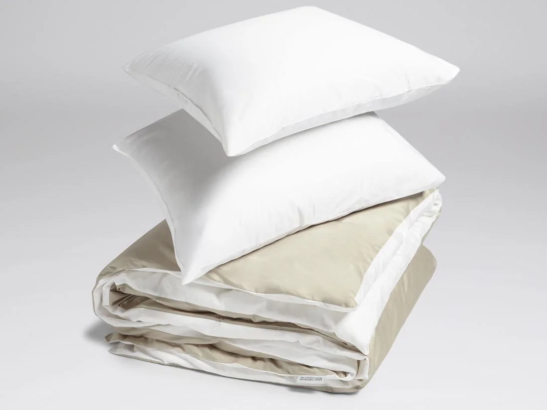 Dekbedovertrek katoen satijn double face white/sandy