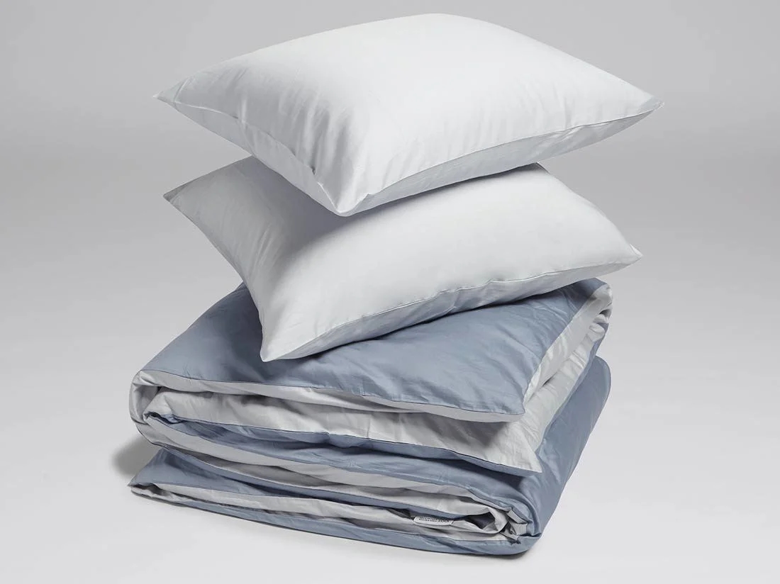 Dekbedovertrek katoen satijn double face blue 200x220 + 2/60x70