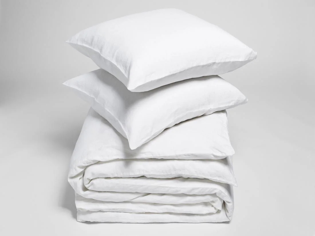 Dekbedovertrek gewassen linnen pure white