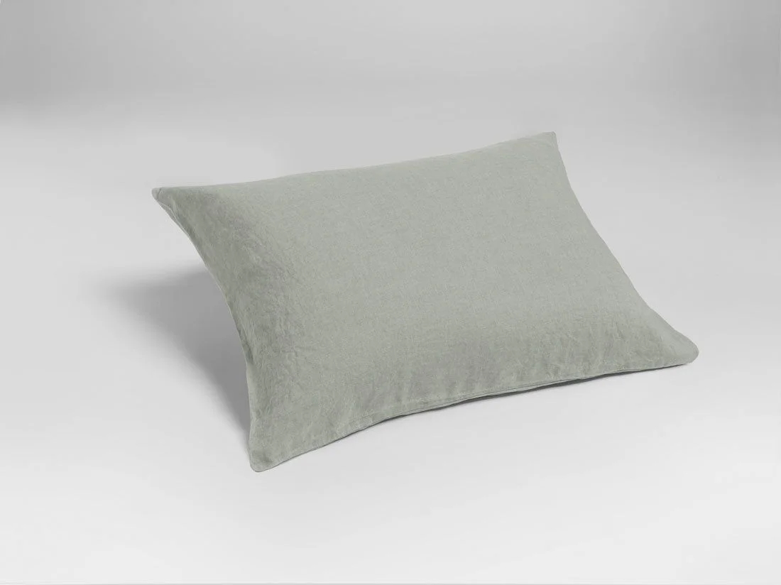 Kussensloop gewassen linnen misty green 50x60