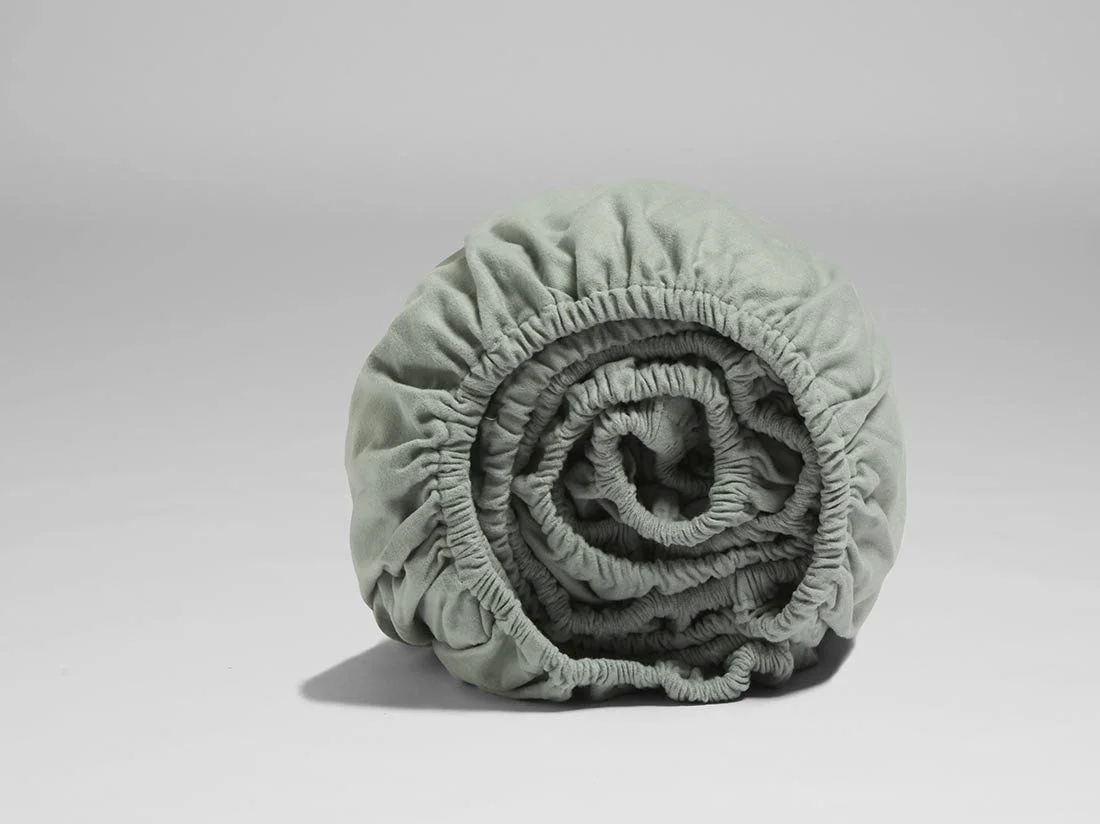 Hoeslaken flanel pale green 180x210x30