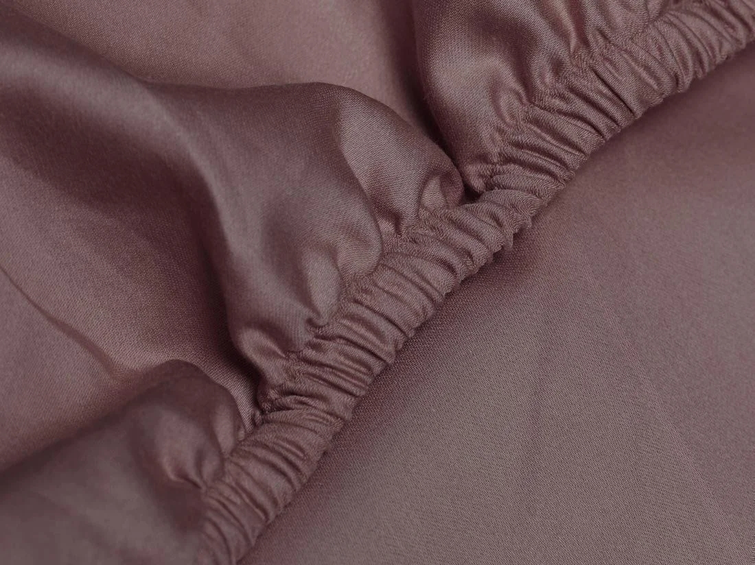 Hoeslaken katoen satijn rose brown