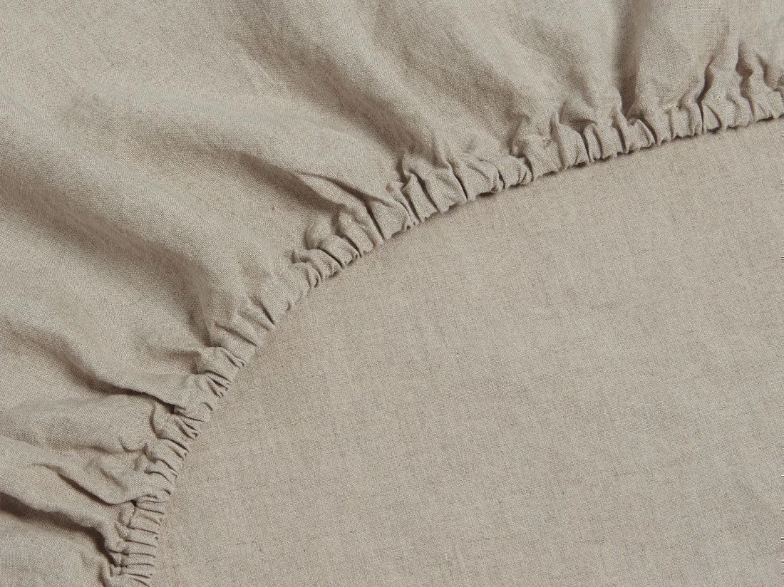 Hoeslaken gewassen linnen natural