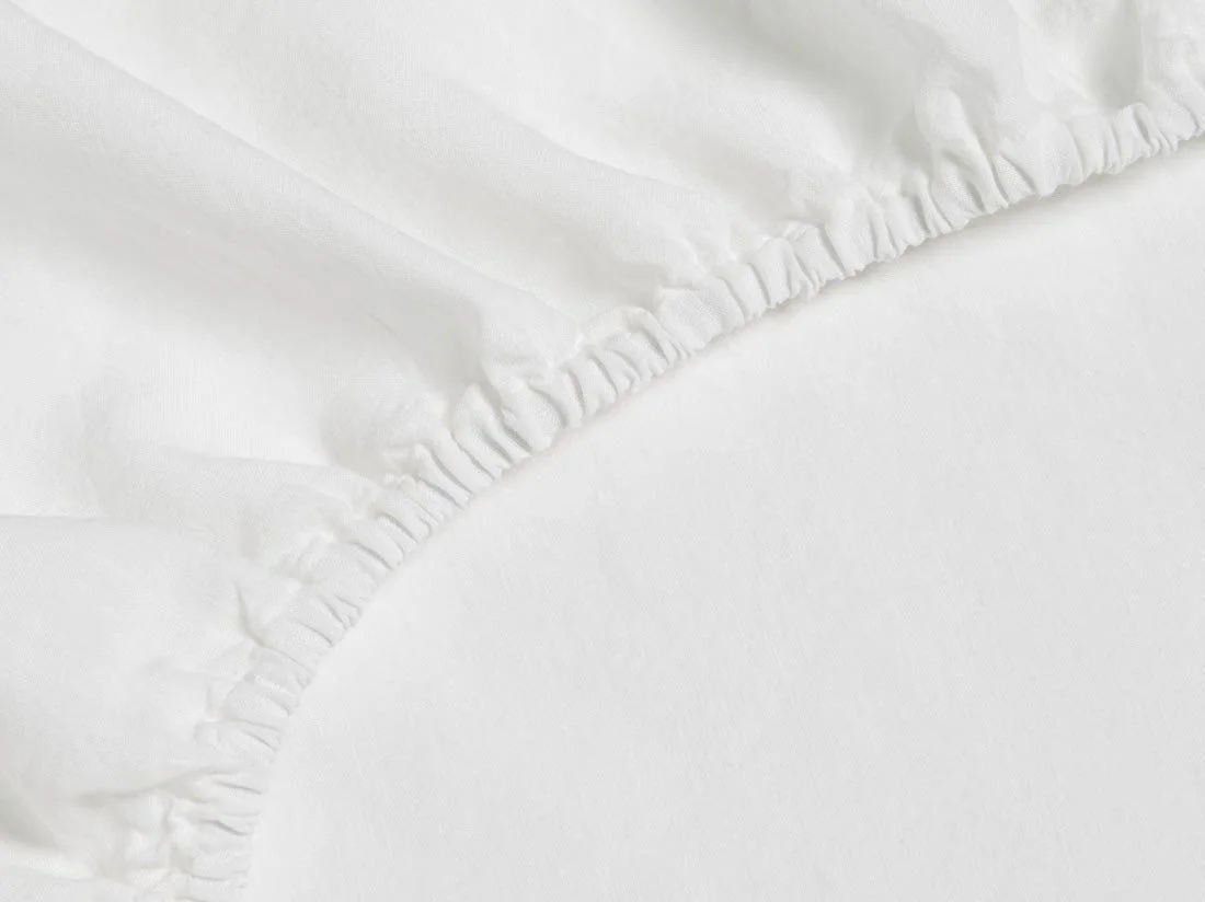 Hoeslaken gewassen linnen pure white